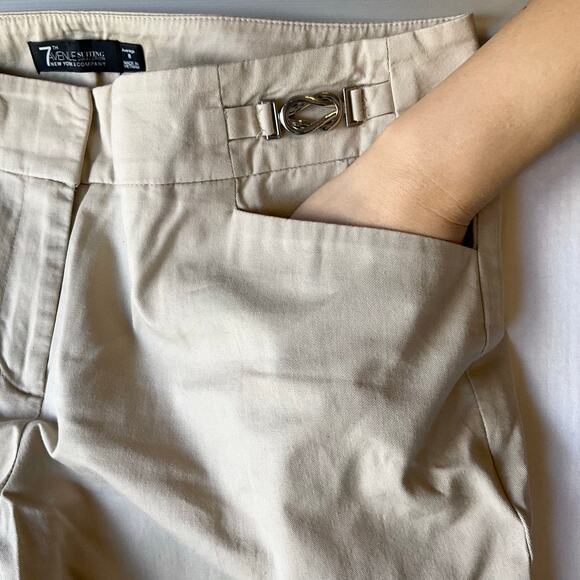 7th Ave. New York Women Khaki Pants size 8 Formal Wide Leg Light Beige - Picture 7 of 11
